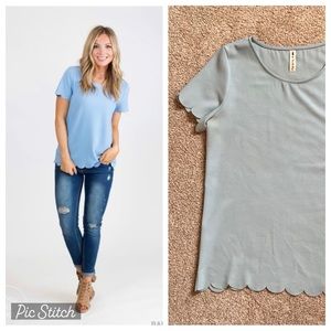 Vanilla Bay | Scallop Trim Tunic Blouse